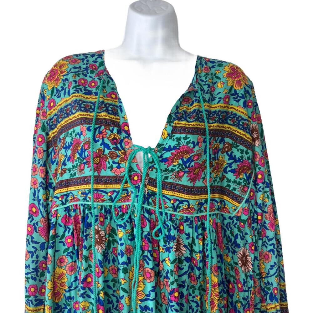 NWT R. Vivimos Women's Sz M Blue Boho Floral Print Flowy Dress (1929) - Picture 4 of 7